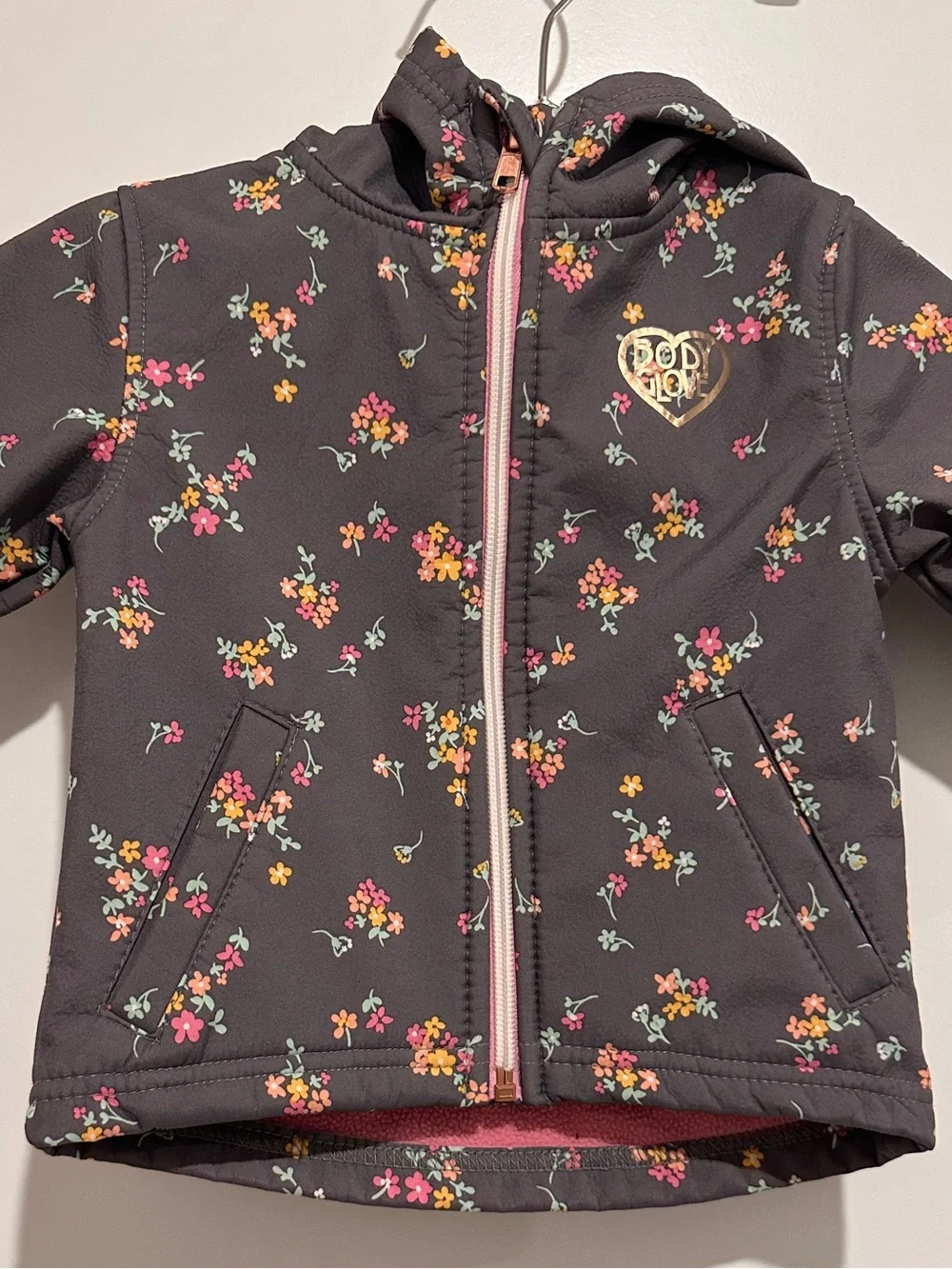 Body Glove Baby Girls' Charcoal Floral Hooded Jacket